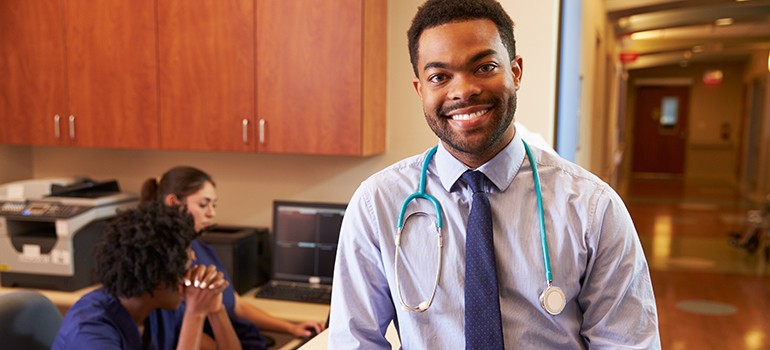 Doctor in his office