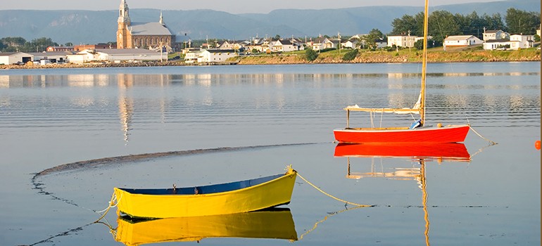 Boats on the harbour in Cheticamp