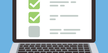 illustration of laptop with checkmarks in green boxes on the screen