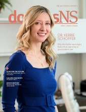 Dr. Kerrie Schoffer on the cover of the May 2022 issue of doctorsNS magazine