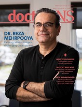 Dr. Reza Mehrpooya on the cover of the April 2024 edition of the doctorsNS magazine