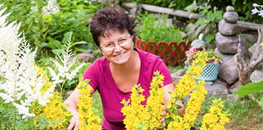 middle aged woman in garden